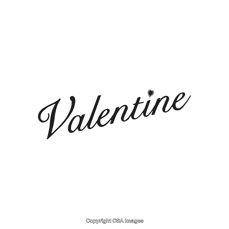 Elegant Valentine Calligraphy Design With Heart Decor on White Background