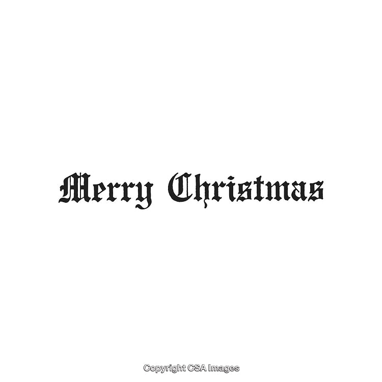 Elegant Merry Christmas Text in Blackletter Typeface on White Background