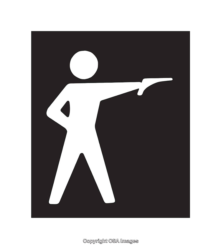Black and White Line Art Icon of Individual Pointing Forward