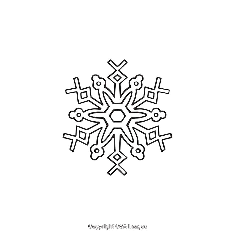 Intricate Black and White Snowflake Icon with Detailed Geometric Design