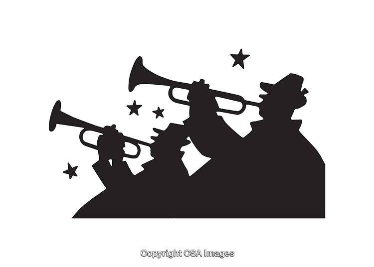 Silhouette Jazz Musicians Playing Trumpets During a Performance