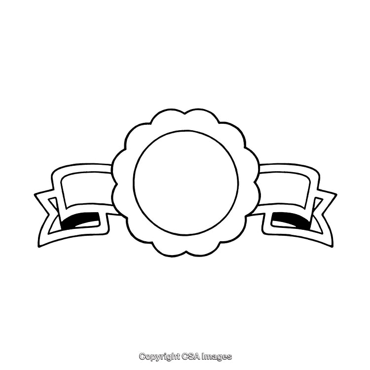 Decorative Black and White Floral Border with Ribbon Accent Design