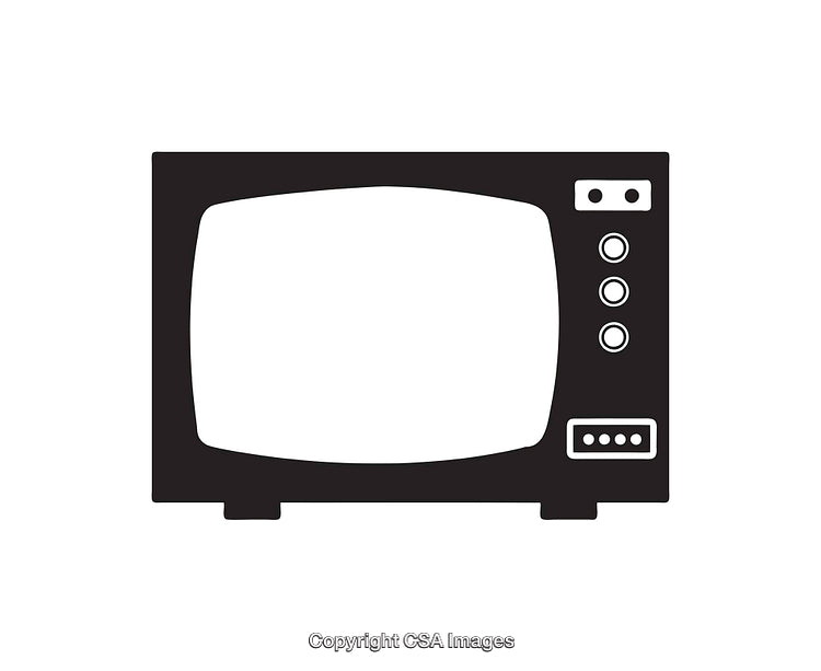 Retro Black And White Television Icon With Classic Screen Design