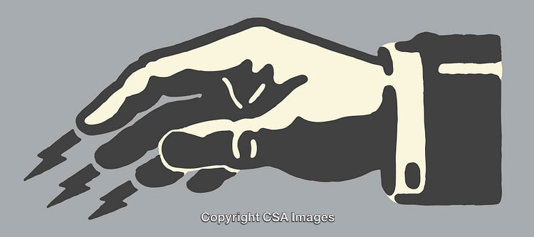 Abstract Illustration of a Hand with Lightning Bolts in Minimalist Colors