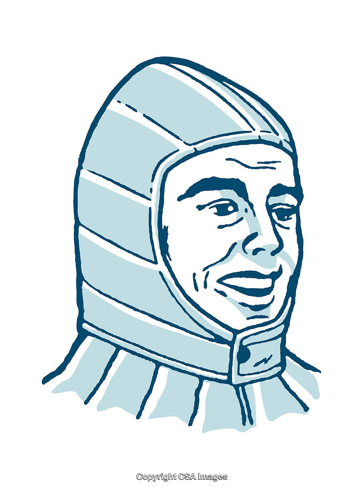 Illustration of a Person Wearing a Protective Helmet and Smiling