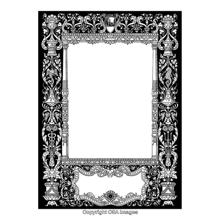 Elegant Black and White Ornamental Border Design with Intricate Details