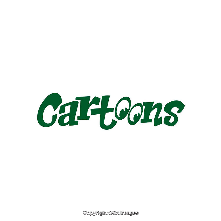 Green Cartoons Logo on White Background with Playful Lettering