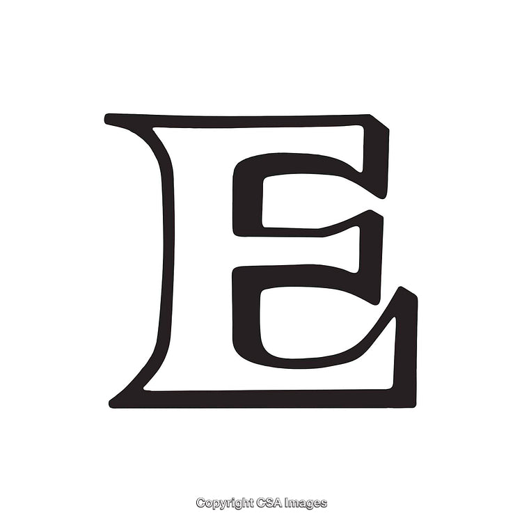 Elegant Serif Styled Black Letter 'E' on White Background