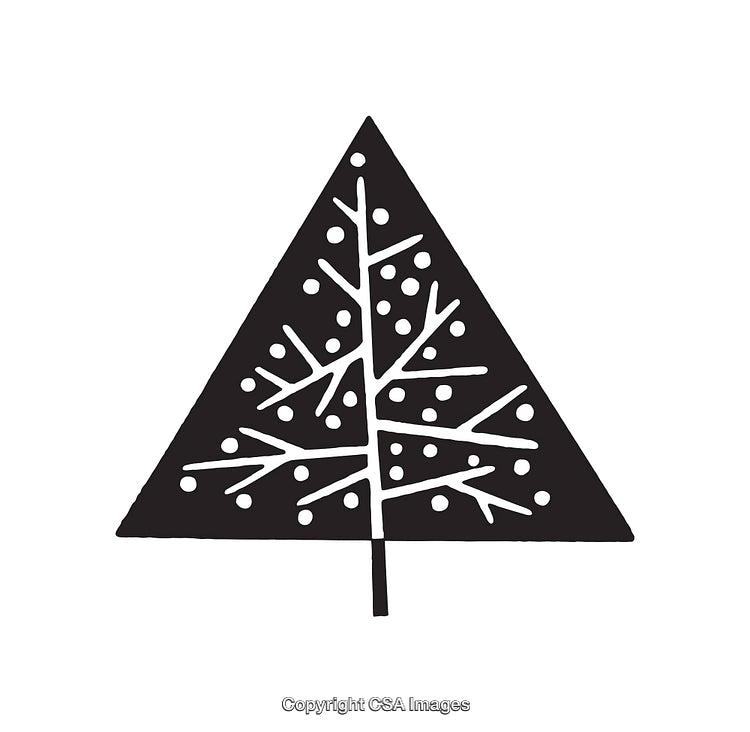 Black and White Artistic Christmas Tree Line Art Illustration