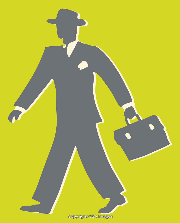Silhouette of A Businessman Walking with Briefcase on Vibrant Background
