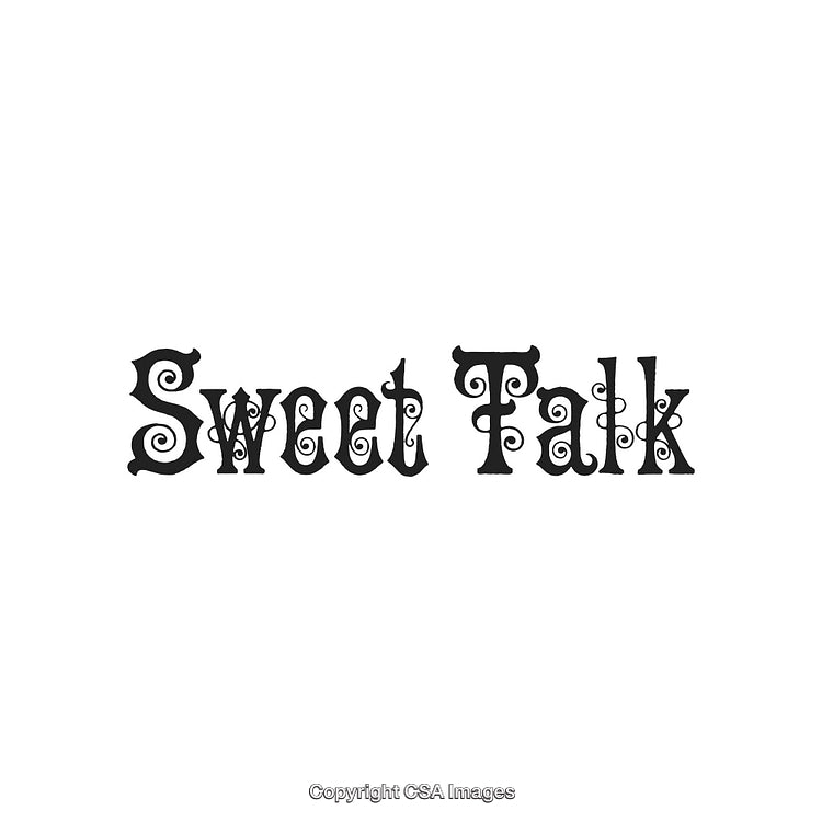 Decorative Text with Ornate Lettering and Whimsical Styling in Black and White