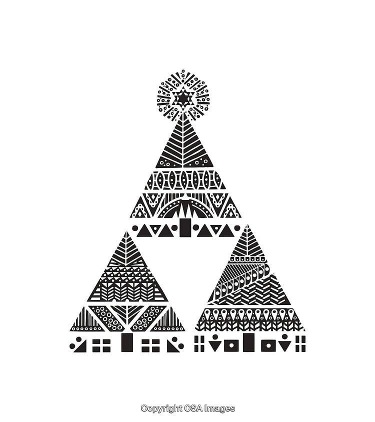 Abstract Tribal-Inspired Black And White Geometric Design Art