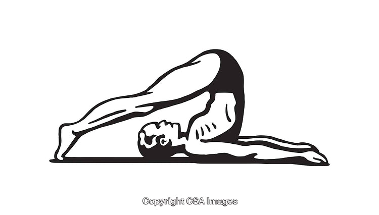 Black and White Line Art of a Person Practicing Yoga Asana Pose