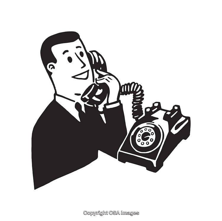 Retro Illustration of a Smiling Man on the Telephone