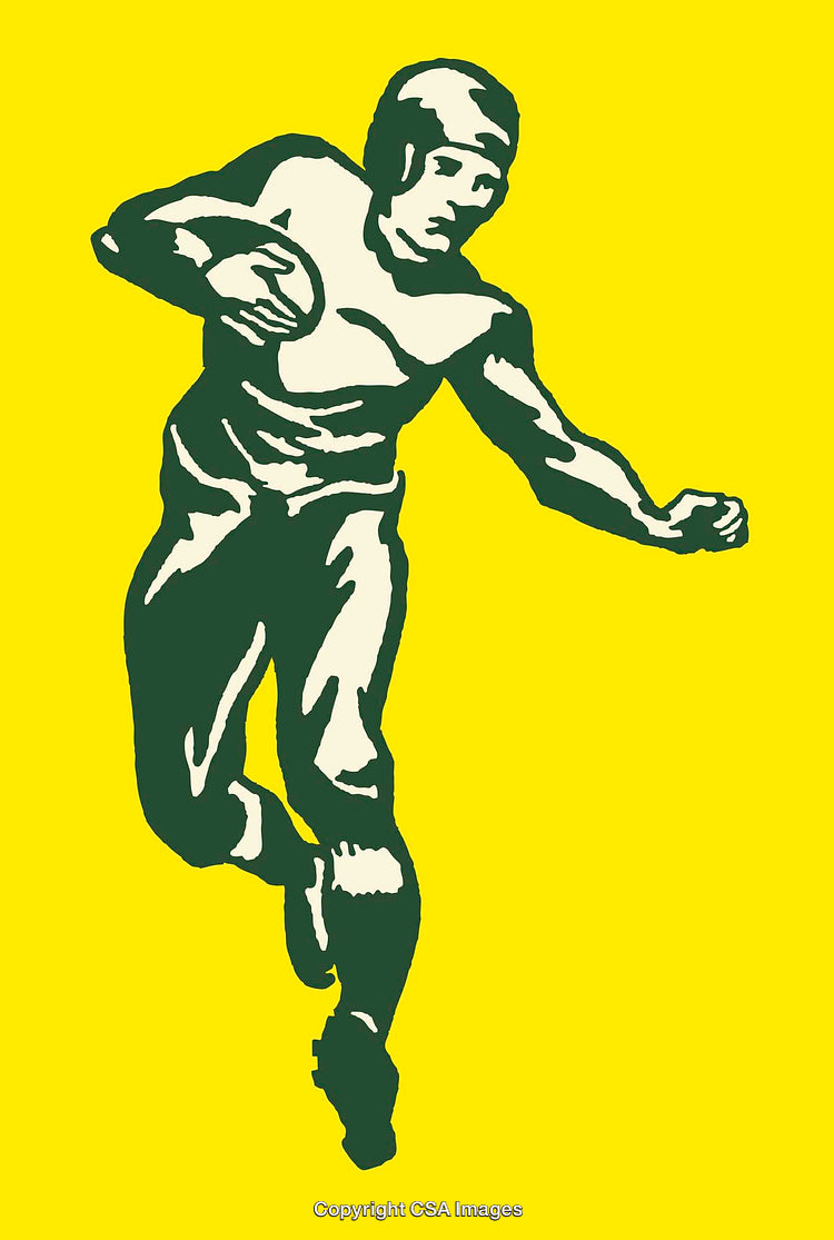 Dynamic Line Art Illustration of a Rugby Player in Motion