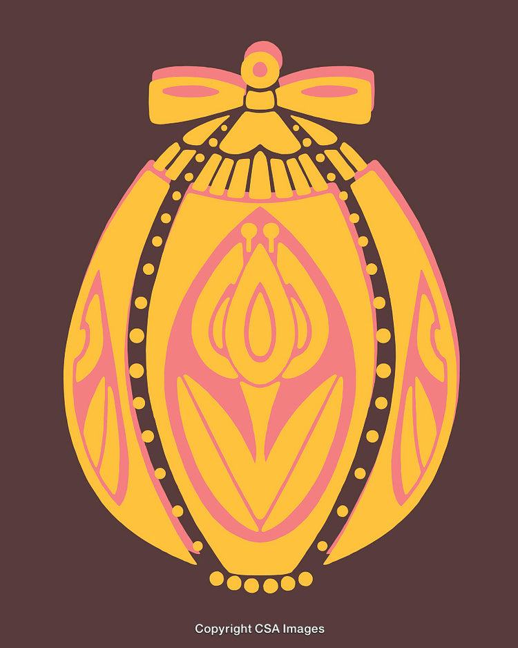 Intricate Line Art Illustration of a Bow-Decorated Ornamental Egg