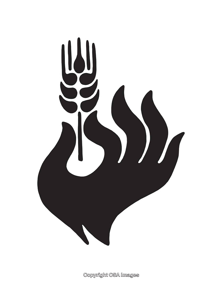 Black and White Silhouette of a Hand Holding a Wheat Stem