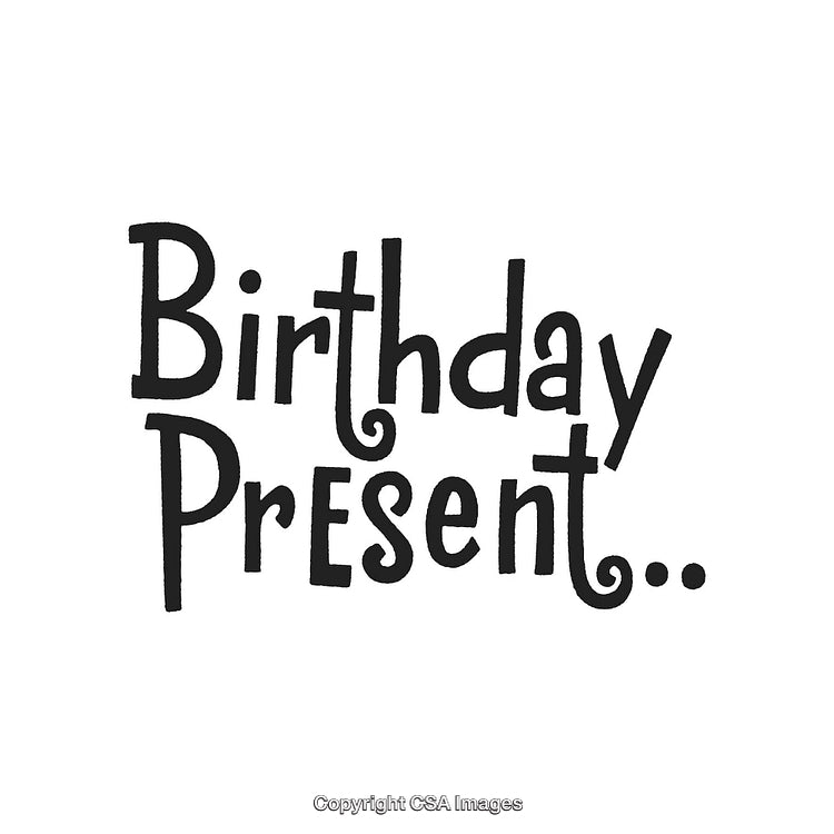 Handwritten Text Displaying the Words 'Birthday Present' in Stylized Font