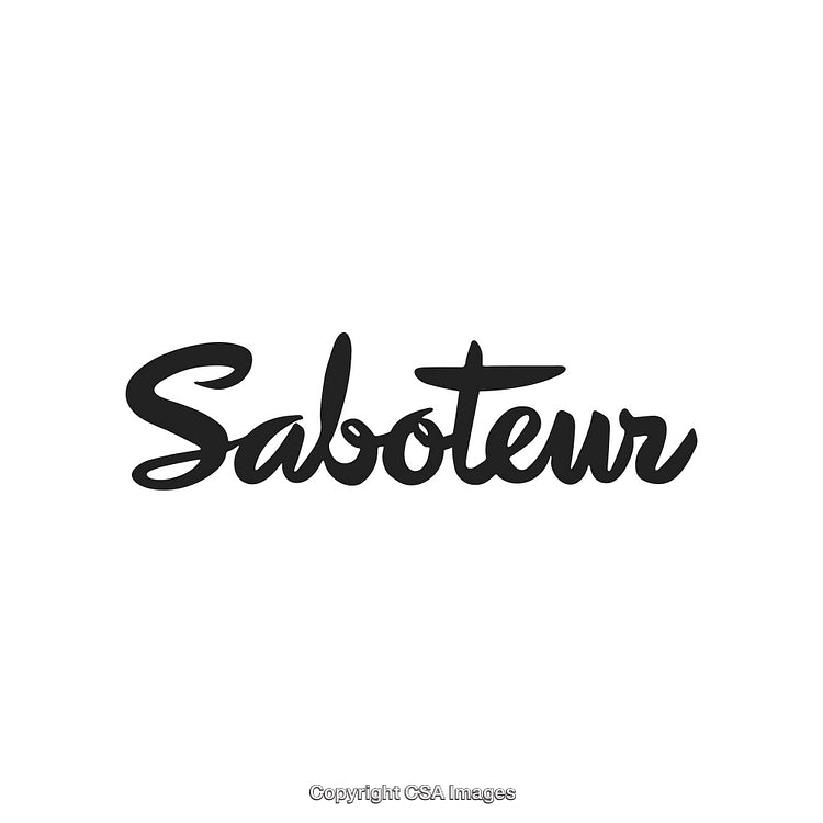 Stylized Typography Design Featuring "Saboteur" in Bold Black Script Font