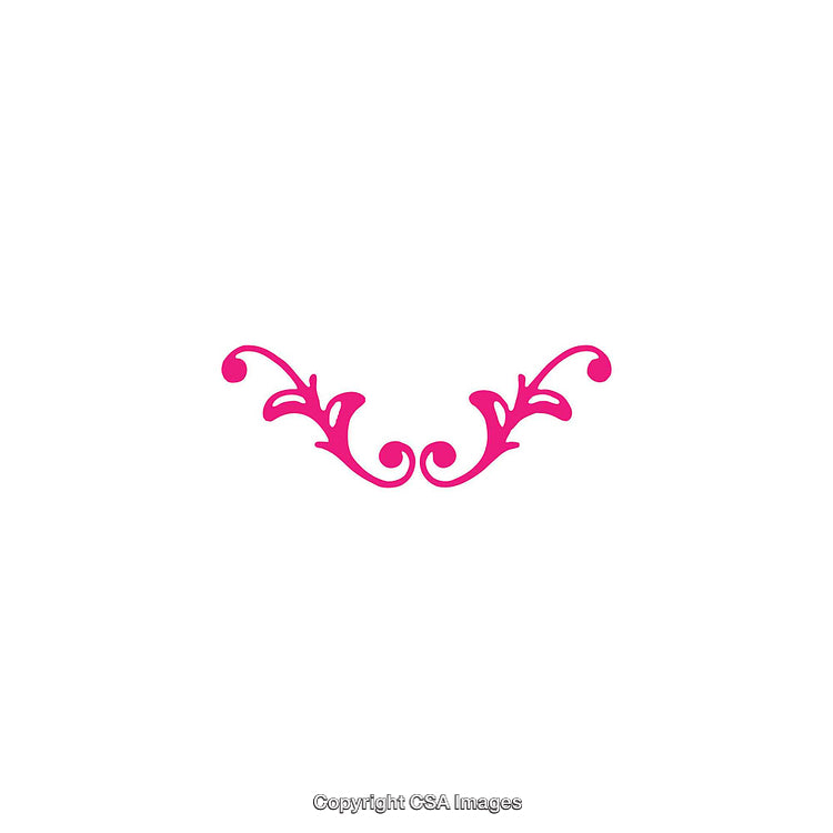 Elegant Pink Floral Ornament With Decorative Swirl Pattern on White Background