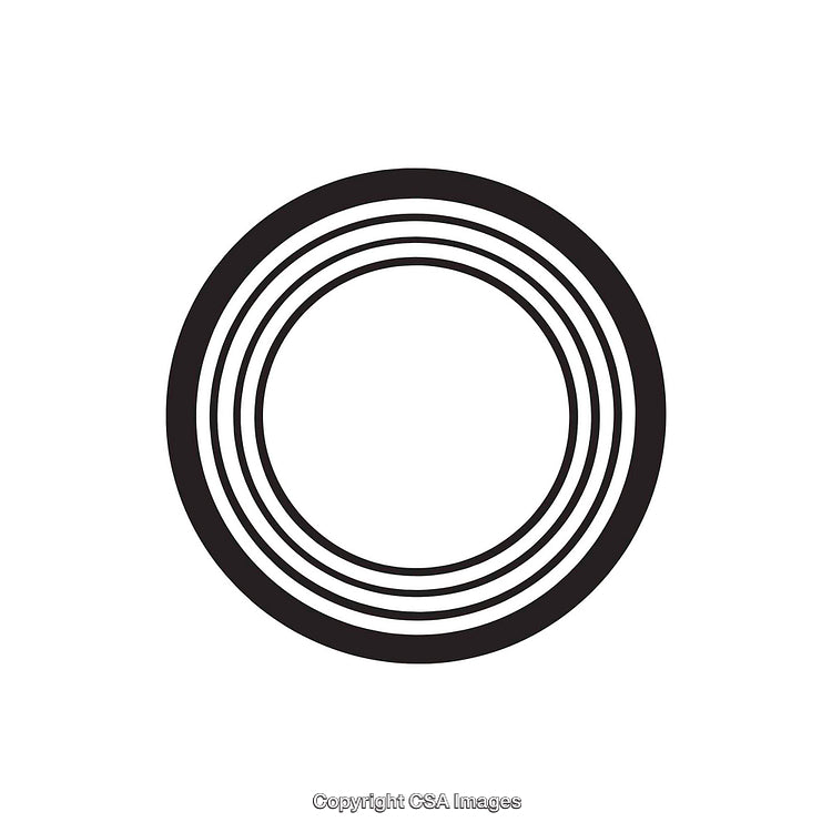 Stylized Black 'O' Letter with Concentric Circle Design