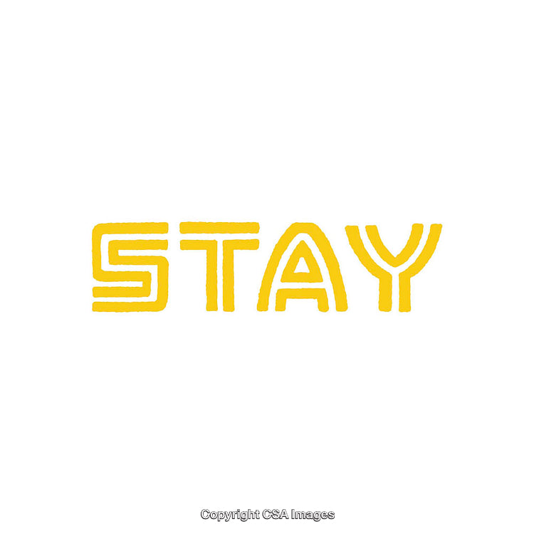 Yellow 'Stay' Typography on a White Background Design