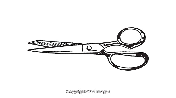 Black and White Line Art Illustration of Vintage Scissors