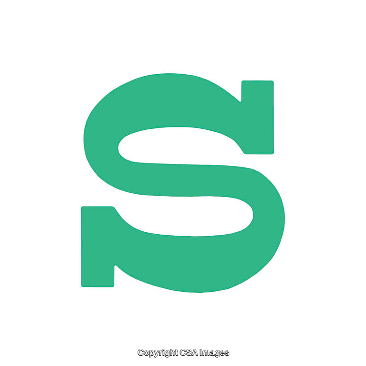 Green Letter S in Bold Modern Typeface on White Background