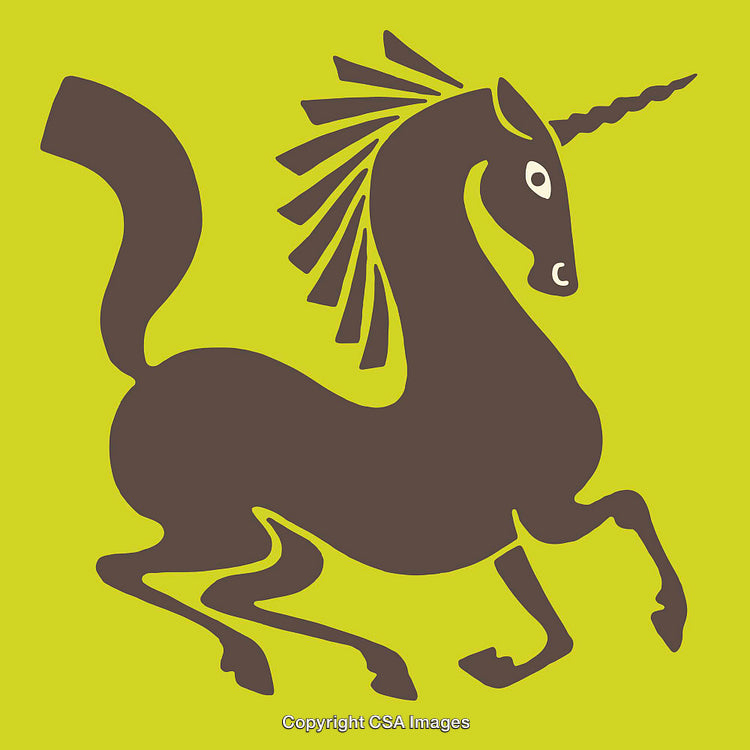 Stylized Brown Unicorn Illustration With Yellow Background