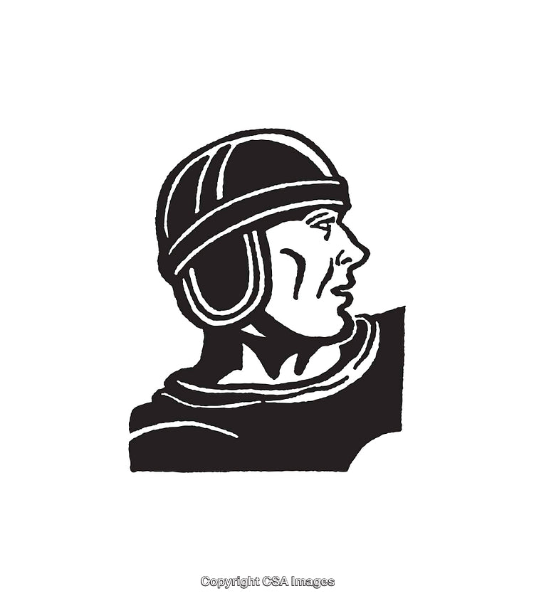 Classic Black and White Line Art of a Warrior's Side Profile
