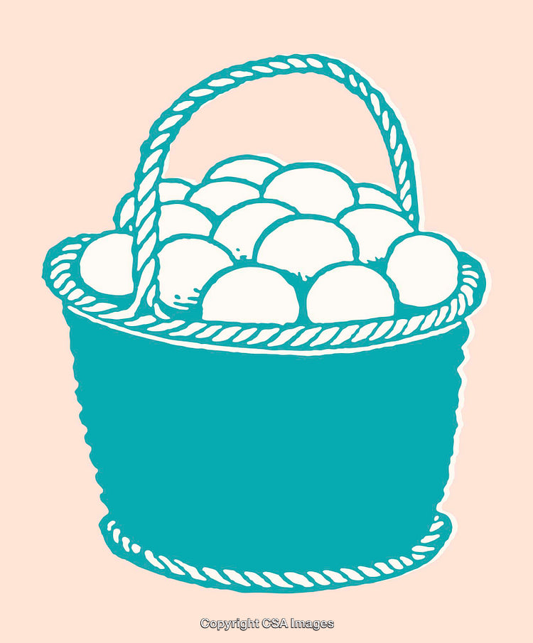 Illustration of a Basket Full of Items in Line Art Style
