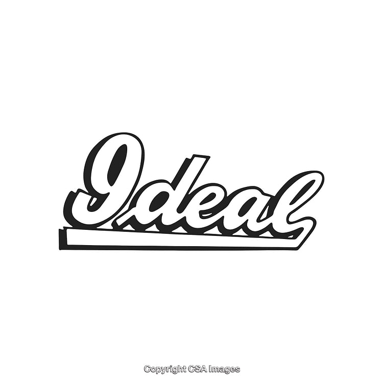 Stylized 'Ideal' Text in Classic Script Font Style on White Background