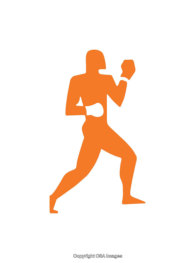 Silhouette of a Boxing Figure in a Dynamic Pose with Punch