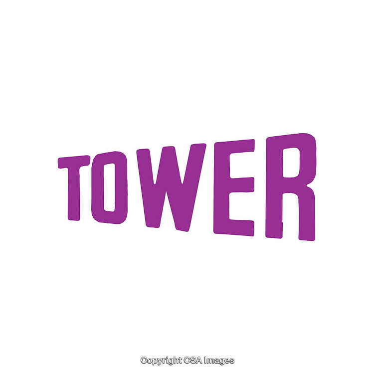 Purple Text Word Tower on White Background