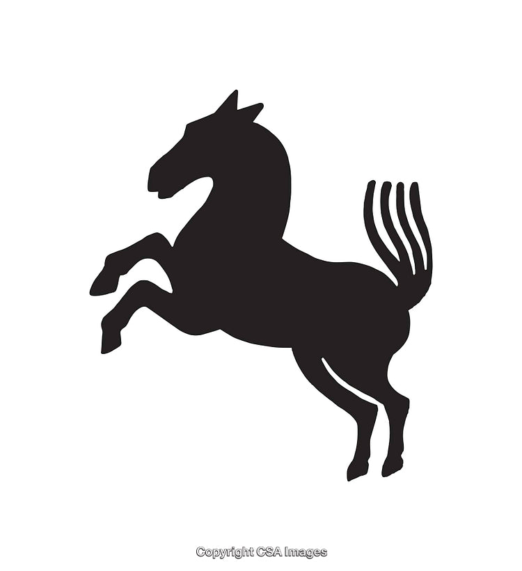Silhouette of a Rearing Horse in Elegant Black and White Design