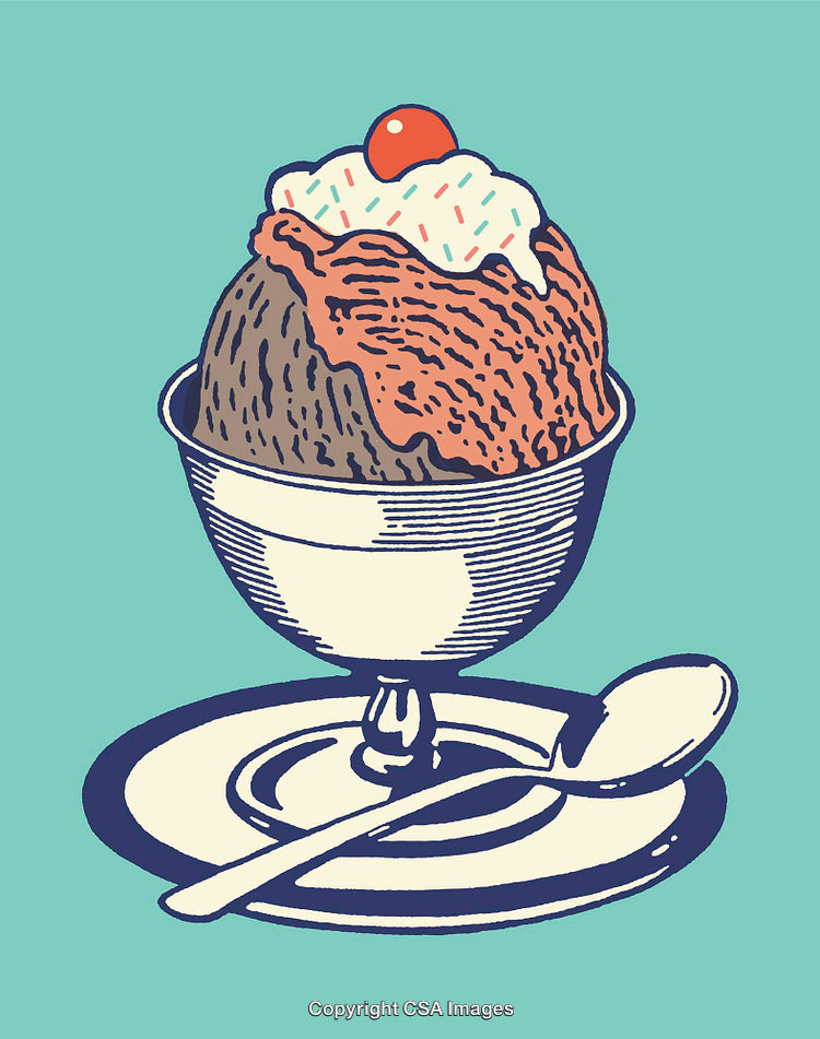 Colorful Illustration of Dessert with Cherry and Toppings