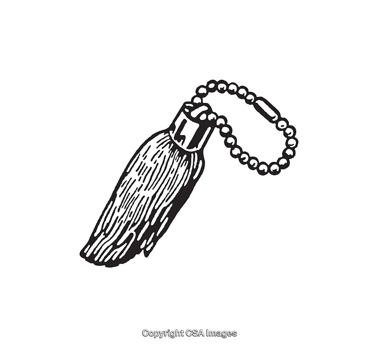 Detailed Black and White Line Art Keychain Illustration