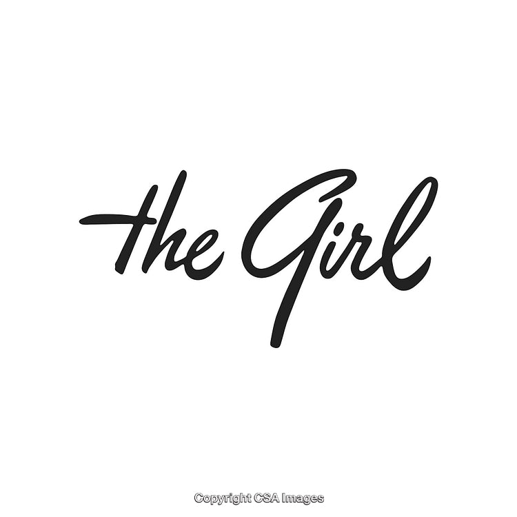 Elegant Black Handwritten Calligraphy Text Spelling 'The Girl' on White Background