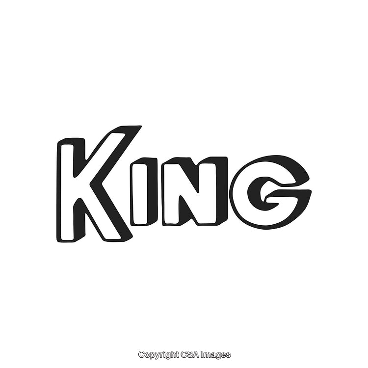 King Typography in Bold Black and White on a White Background