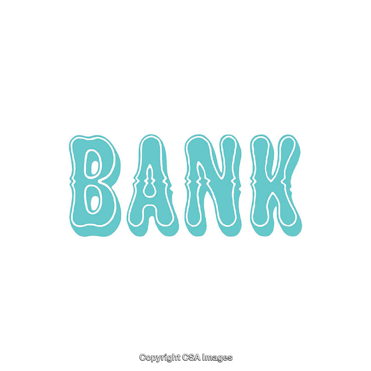 Light Blue Stylized Text Illustration of the Word 'Bank' with Unique Font