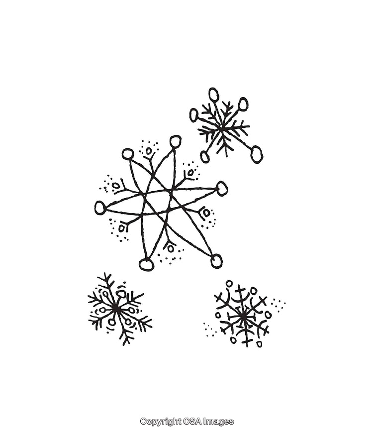Black and White Snowflake Line Art Illustration Collection