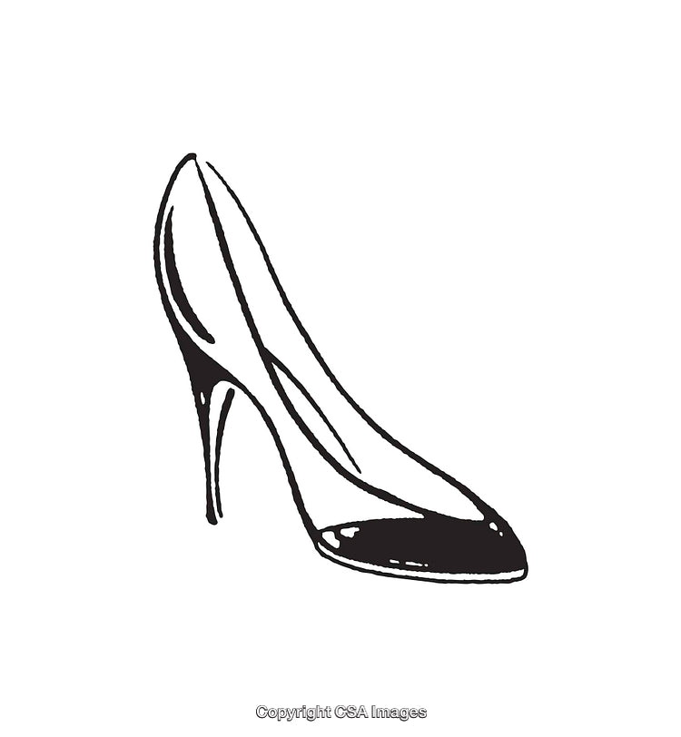 Black and White Line Art High Heel Shoe Illustration