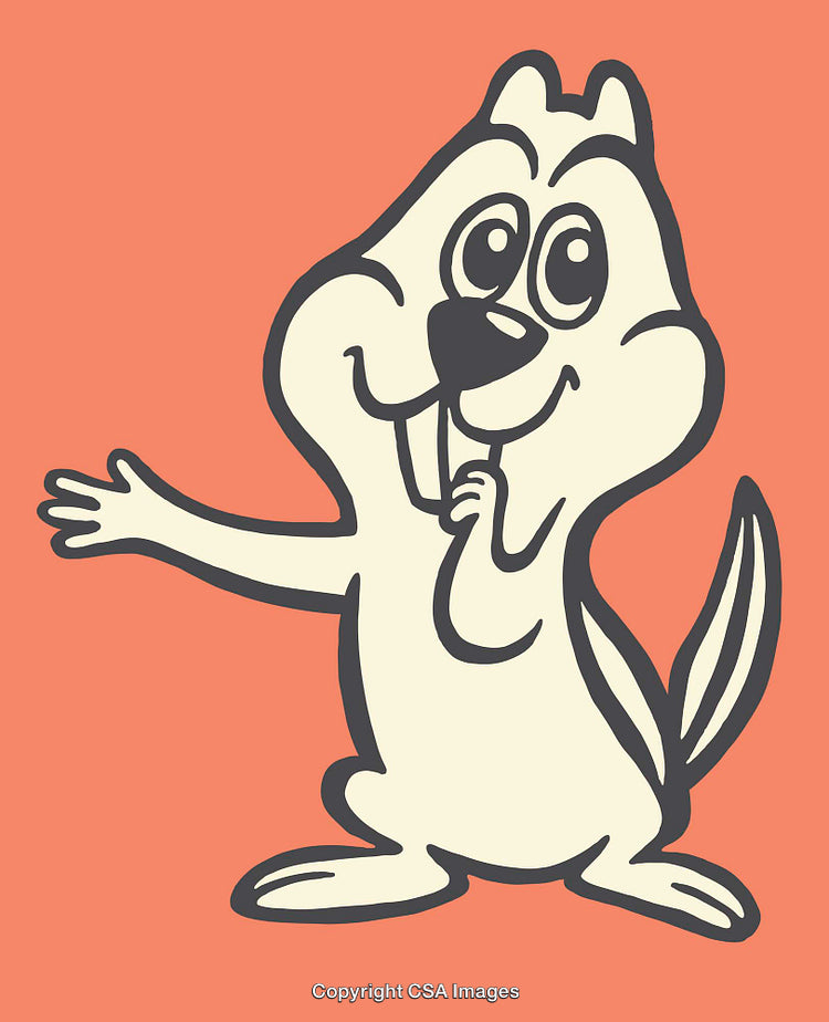 Cute Cartoon Chipmunk Illustration with Cheerful Expression on Orange Background