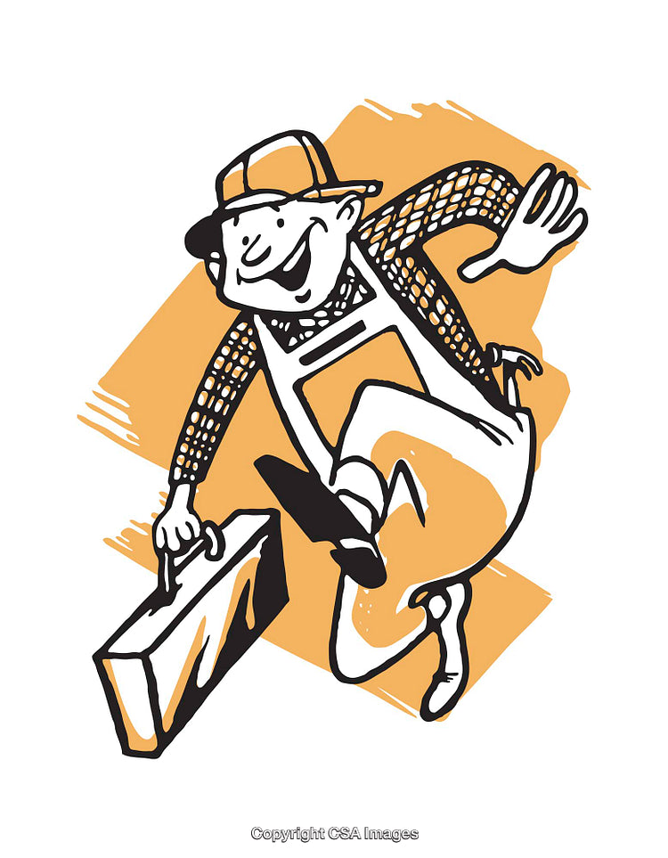 Joyful Worker Illustration with Briefcase in Retro Style