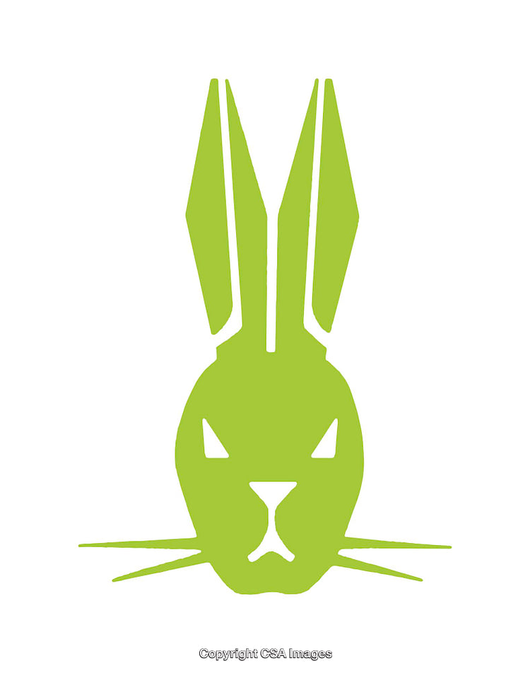 Minimalistic Green Rabbit Icon With Abstract Geometric Design