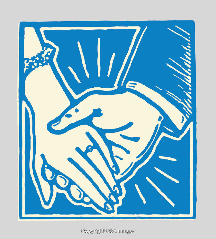 Blue and Cream Illustration of Handshake Signifying Trust and Partnership