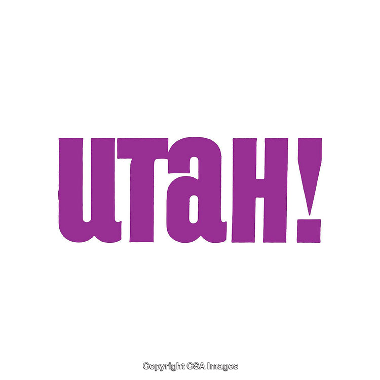 Bold Purple Utah! Text Design on White Background
