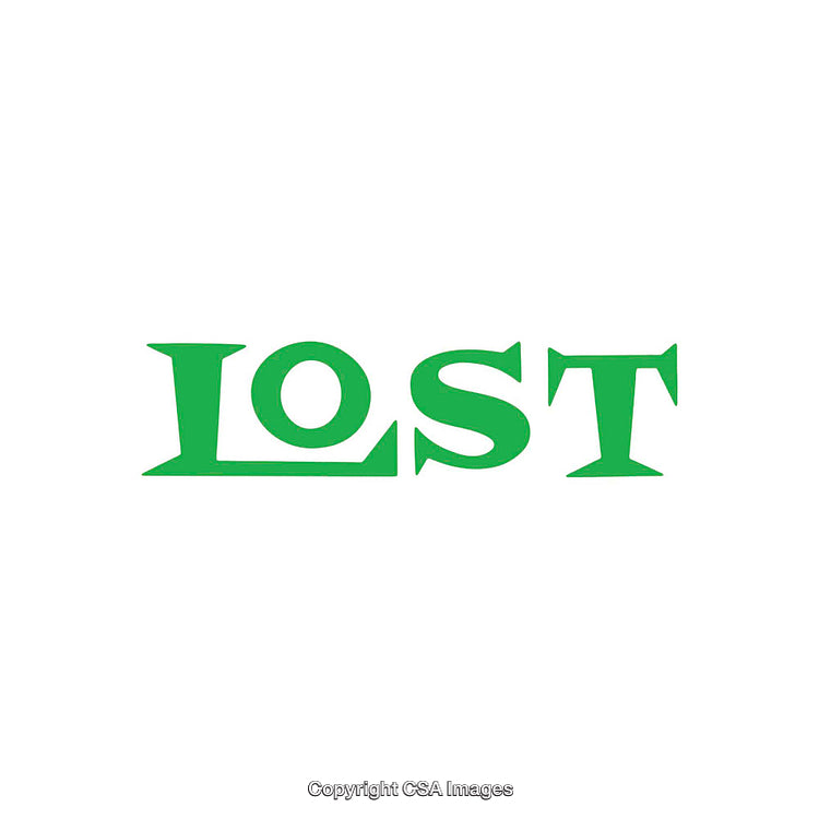 Green Text on White Background Saying 'Lost'
