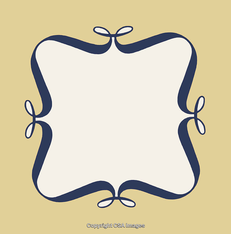 Decorative Frame Design with Blue Border and Beige Background
