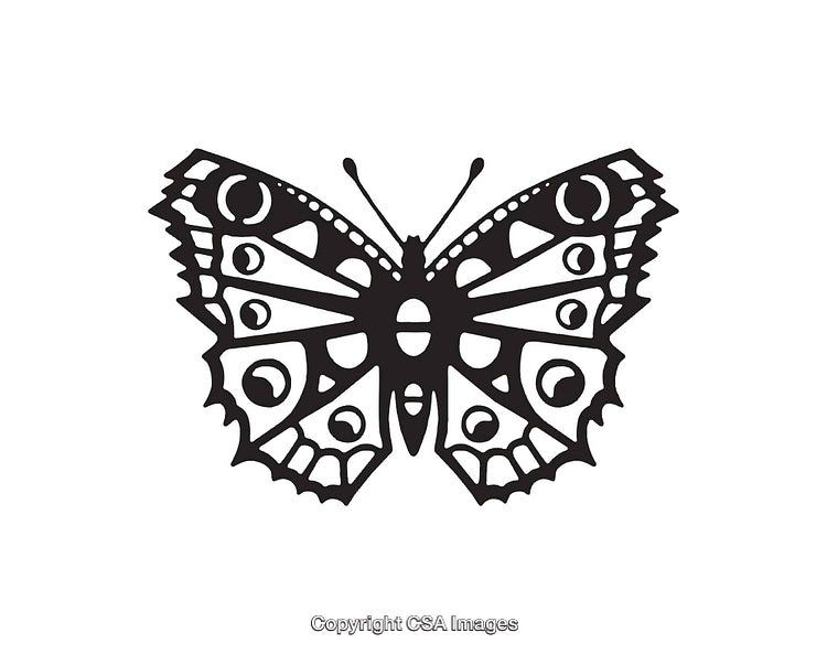 Black and White Butterfly Silhouette With Intricate Decorative Patterns